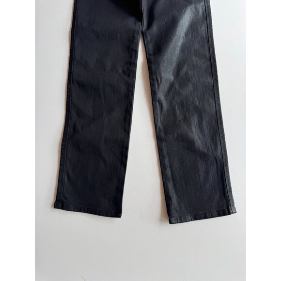FRAME Le Sylvie Slender Straight Noir Coated Black Mid Rise Ankle Jeans, Size 26 - Picture 8 of 14